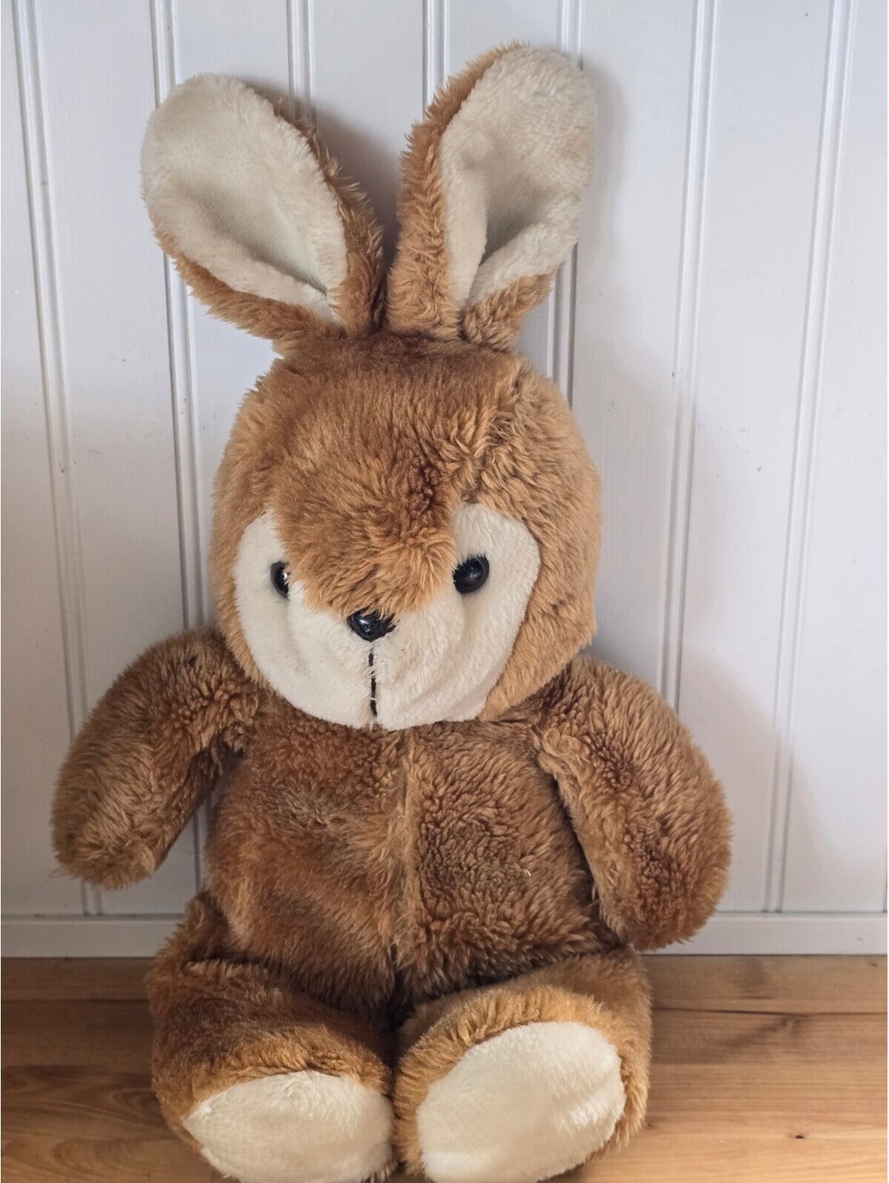 Vtg 1980's Kids of America Plush Bunny Rabbit Stuffed Animal Soft Brown & Cream